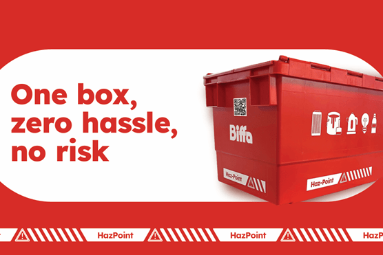 Hazpoint container with slogan 'One box, zero hassle, no risk'