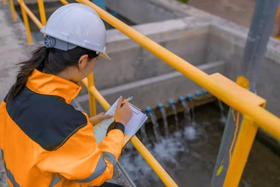 Female in high vis with clipboard