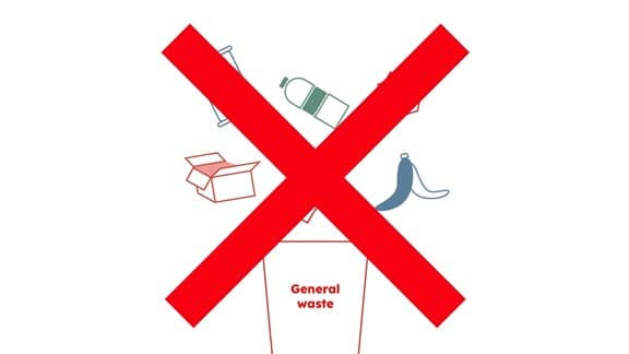 General waste bin with X over it