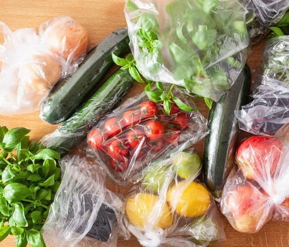 Fruit and veg in plastic packaging
