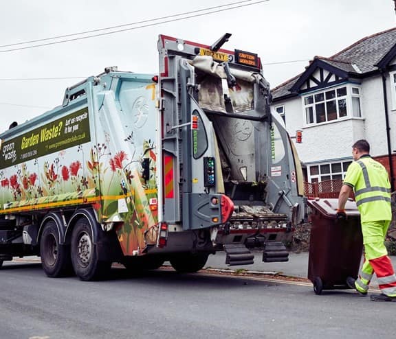 Green waste truck in Hereford