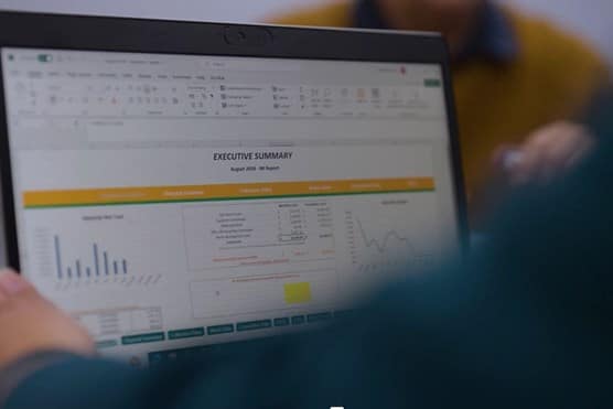 Computer showing data