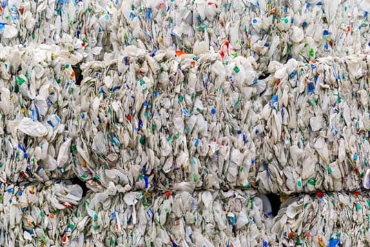 High-density Polyethylene bottles at recycled commodities facility