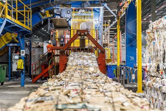 Recycled multi-grade, SOW and mixed paper waste in Biffa's facility