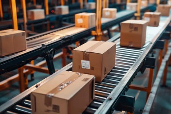 Boxes on conveyor belt