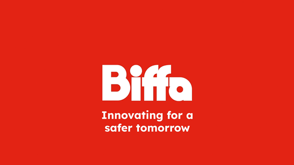 Biffa wordmark with text innovating for a safer tomorrow